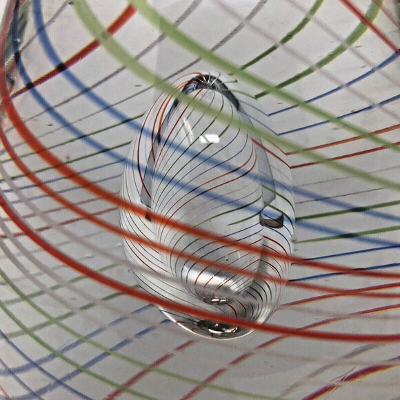 Dynasty Gallery Latticino Swirl Large Controlled Bubble Multicolor Paperweight - Picture 9 of 10